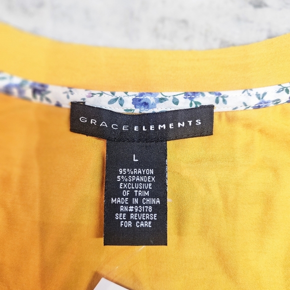 NWT Grace Elements Yellow Ruffle Tunic Top L Sleeveless Asymmetrical Hem - Picture 4 of 9